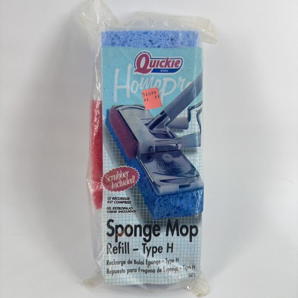 VINTAGE Quickie Home-Pro Sponge Mop Type H 0472 Refill Blue Scrubber New NOS